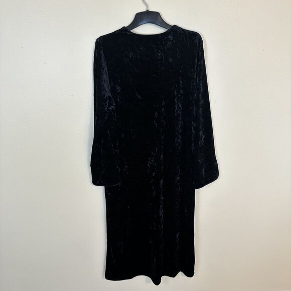 Adonna Black Velvet Long Sleeve Maxi House Dress Medium Zip Up Witchy Robe - Picture 7 of 7